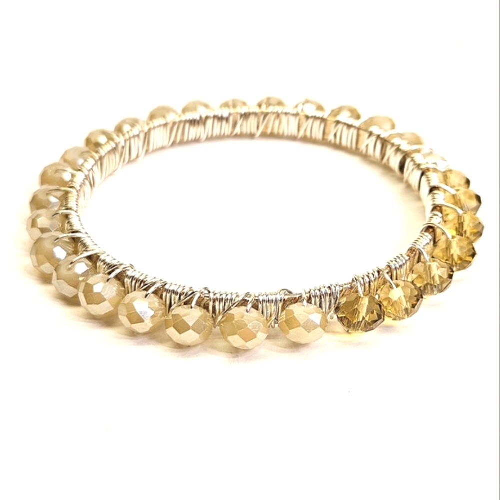 Wire Wrapped Crystal Beaded Bangle - Picture 1 of 5